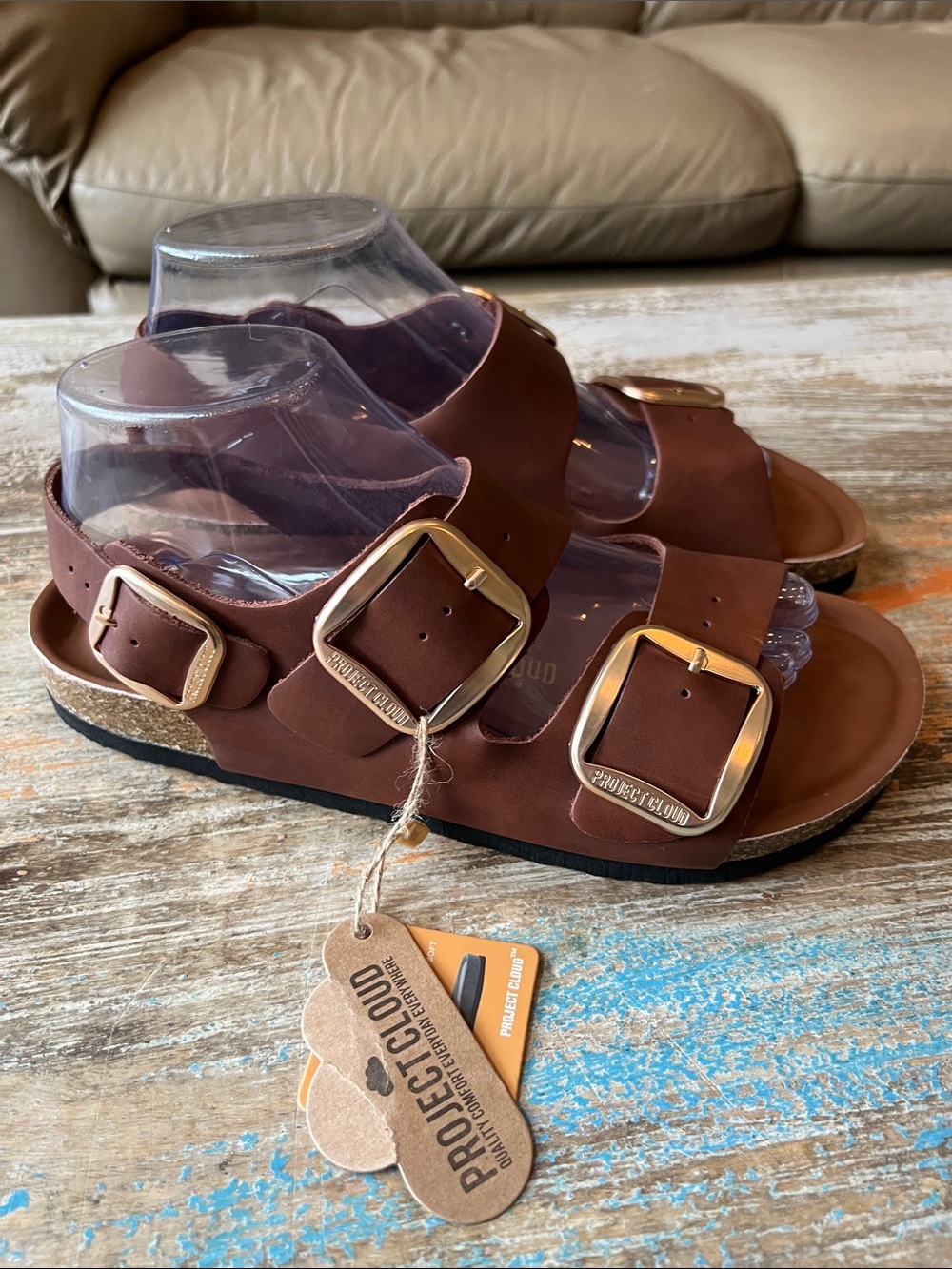 NWT Project Cloud Garda Genuine Leather Big Buckle Sandals Size 9 - Picture 6 of 14